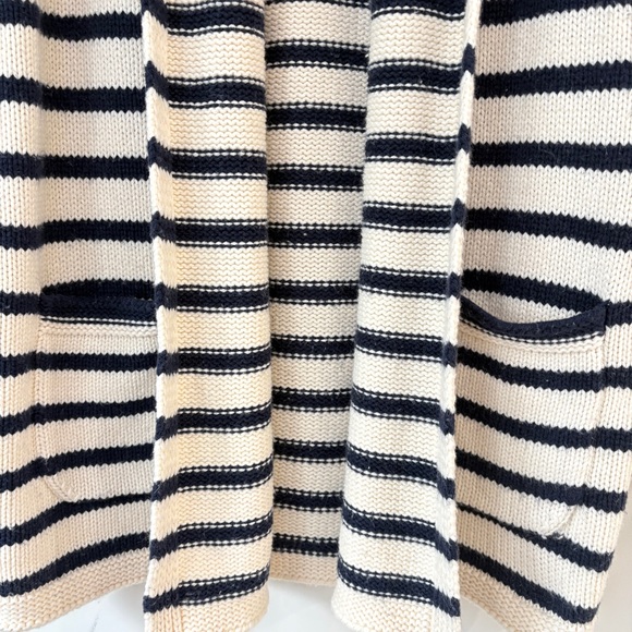 J. Crew Long Open Cardigan Sweater Navy Stripe Cotton Wool Blend Sz XS - Picture 5 of 12